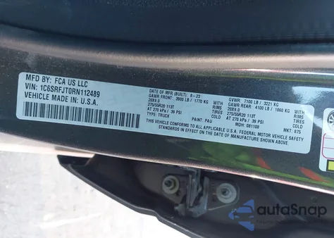 2024 Ram 1500 Laramie 4X4 5'7 Box from USA, damaged, VIN 1C6SRFJT0RN112489